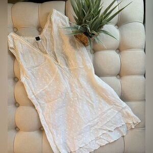 White sheer embroidered top
